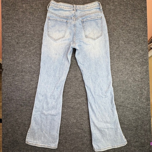 S.O.N.G. Slim Flare Jeans Women 5/27 Light Wash Rhinestone Slit Hem - Picture 4 of 15